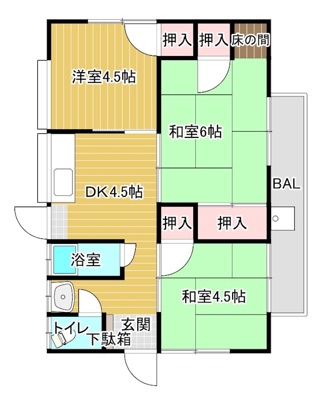 宮内貸家（東石井2丁目）  間取り
