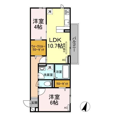 アサヒパレス久保田　B棟 302号室 間取り