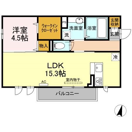 D-room Raffine 201号室 間取り