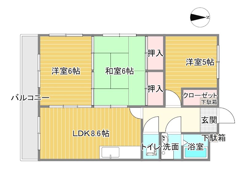 フォートレスハイツ白石 103号室 間取り