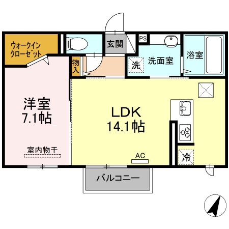 D-roomシュシュ 102号室 間取り