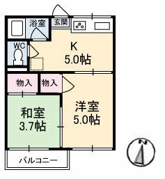 神野コーポ 5号室 間取り