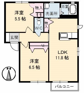 シャーメゾン山内　A 102号室 間取り