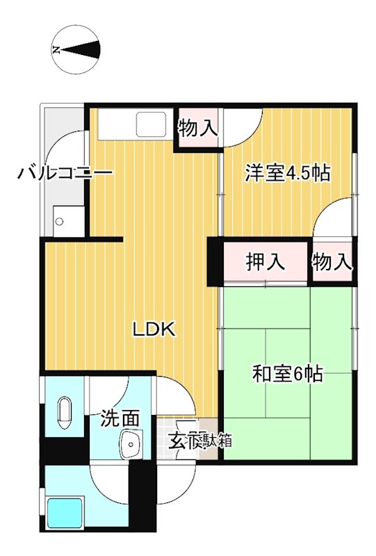 祓川中央マンション 103号室 間取り