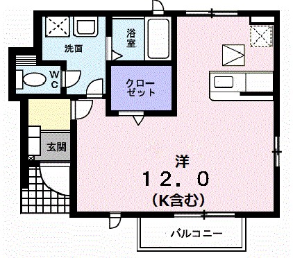 エアリ－ 102号室 間取り