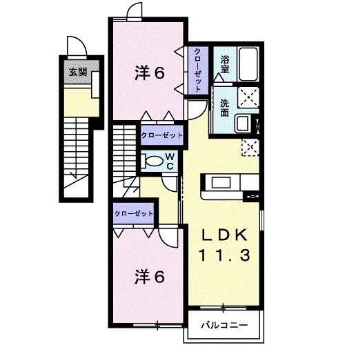 ブルック磯Ⅱ 201号室 間取り