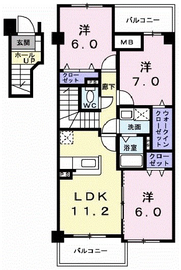 ビサイド・スリー 205号室 間取り