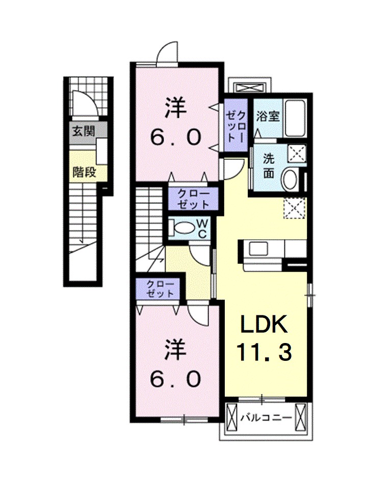 ピアチェーレⅢ 201号室 間取り