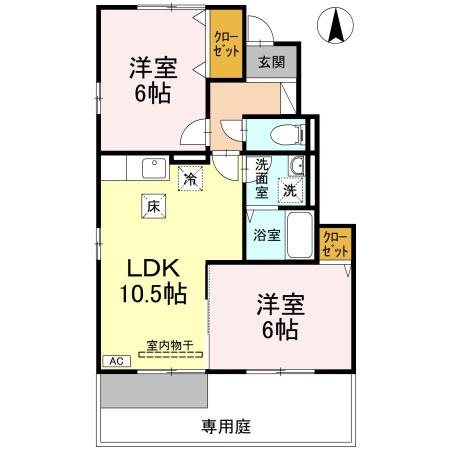 カンファート　A 102号室 間取り