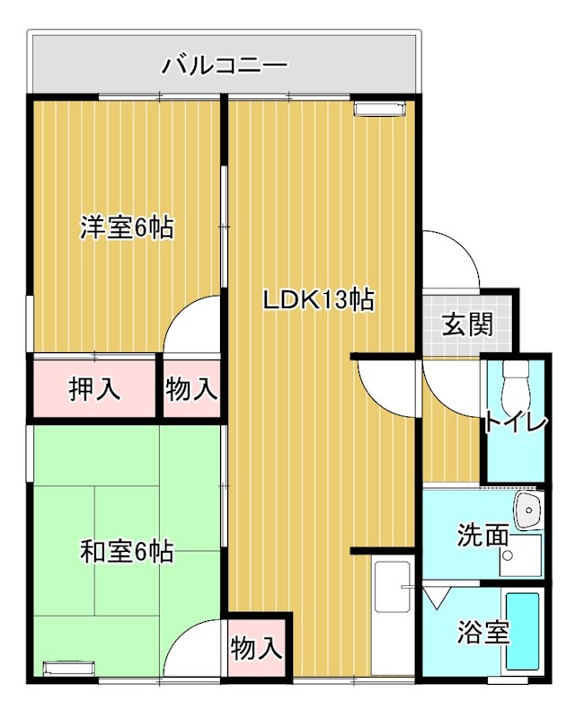 国領ハイツ　B棟 102号室 間取り