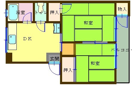 玉屋マンション 2-B号室 間取り