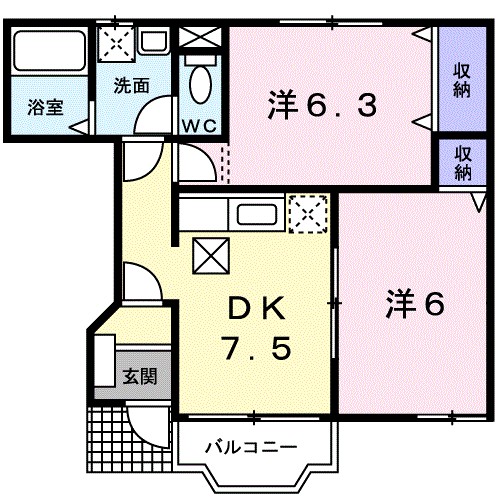 アブニ－ル　Ｓａｄａｏｋａ 102号室 間取り