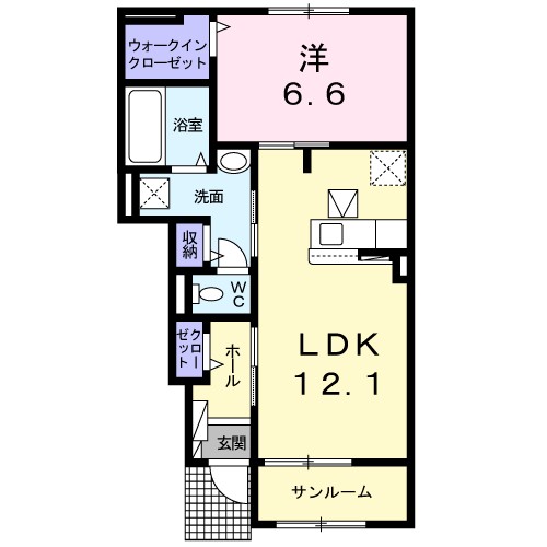 クレメント　Ⅲ 102号室 間取り