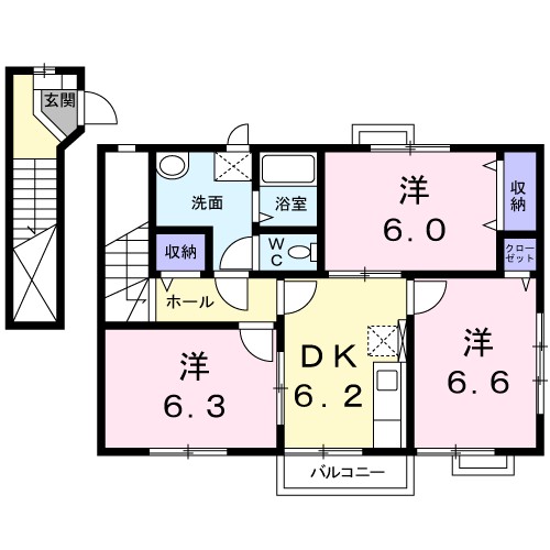 ボヌール幸蔵Ｂ 201号室 間取り