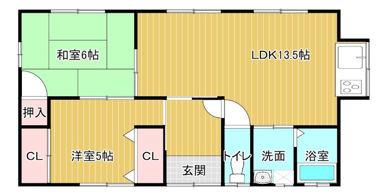 高橋貸家(坂井町)　南側 間取り