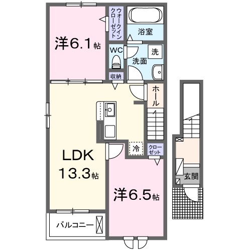 パルボヌール 201号室 間取り