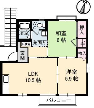 フォーレス沢津　B棟  205号室 間取り