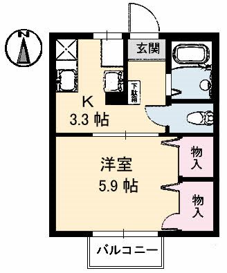 ディアス江口  101号室 間取り