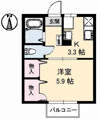 ディアス江口  102号室 間取り