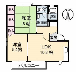 バリューズ新須賀　B棟 105号室 間取り