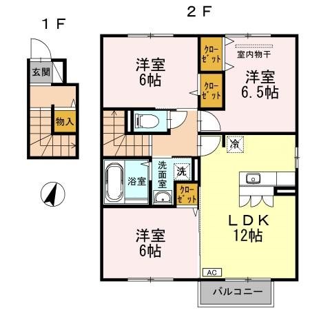 プランドール安岡Ⅲ　A 201号室 間取り