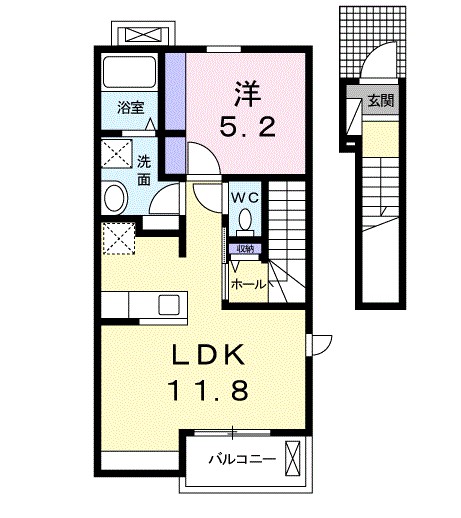 ベネディーレ　Ⅳ 201号室 間取り