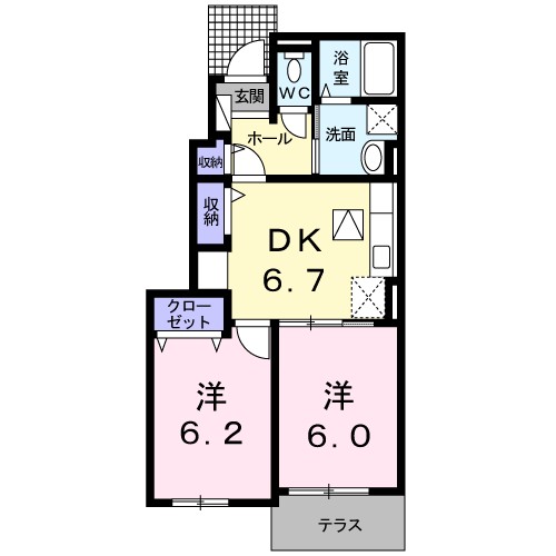 ヴァン　ダンジュ　Ⅱ 102号室 間取り