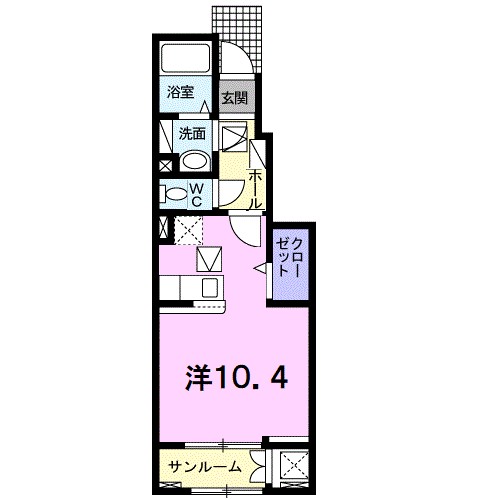 キャトルセゾン北久米　Ⅲ 106号室 間取り