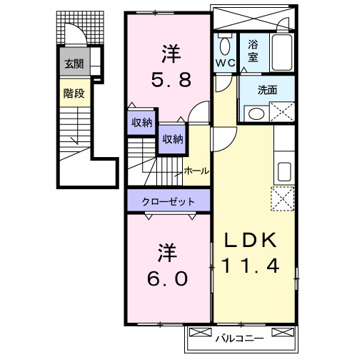 Ｆａｖｏｒ筒井 201号室 間取り