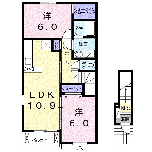 アルコバレーノ　Ⅰ 201号室 間取り