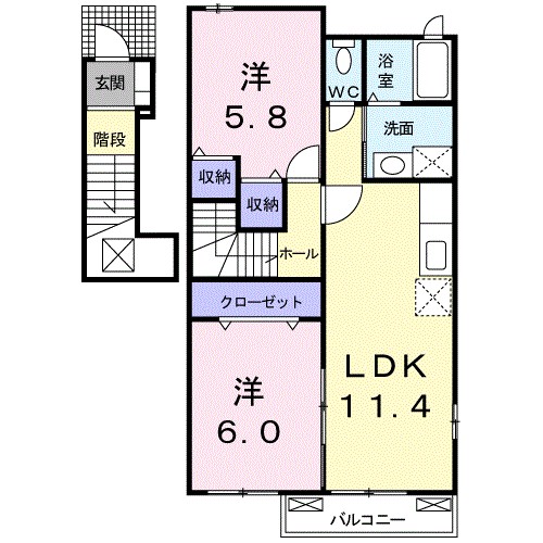 アフロディーテ 201号室 間取り
