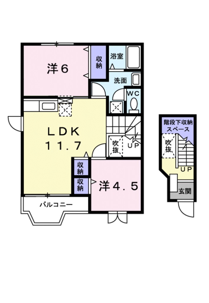 シュピーレン空港通Ｂ 201号室 間取り