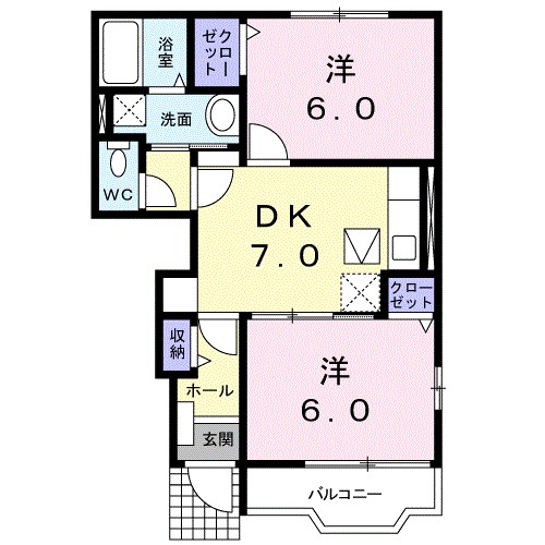 パシエンテＢ 105号室 間取り