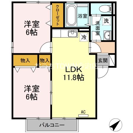 リヴェール・モリA棟 A201号室 間取り