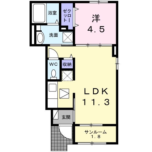 アトレ萩生 106号室 間取り