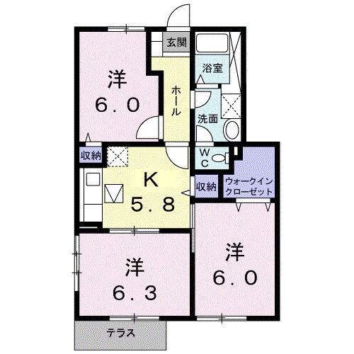 オーブリーＳ 105号室 間取り
