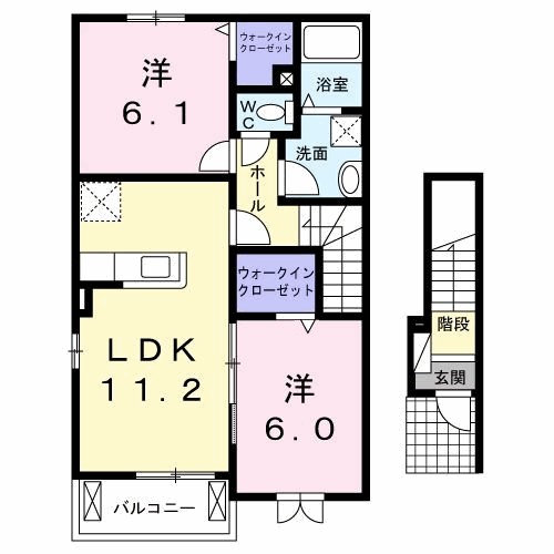 グランディール枝堀Ｂ 201号室 間取り