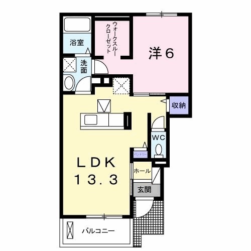 カーサ　グリシーナ　球場前　Ⅱ 102号室 間取り