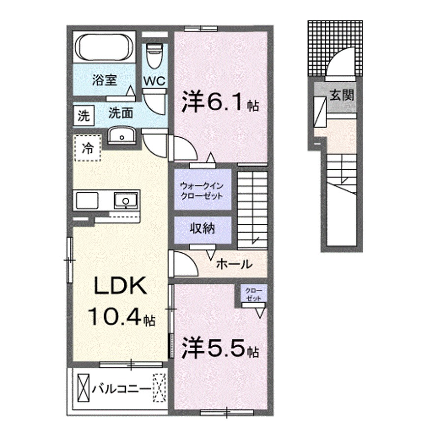 Ｈｅａｒｔ未来　寒川２　Ｂ 205号室 間取り