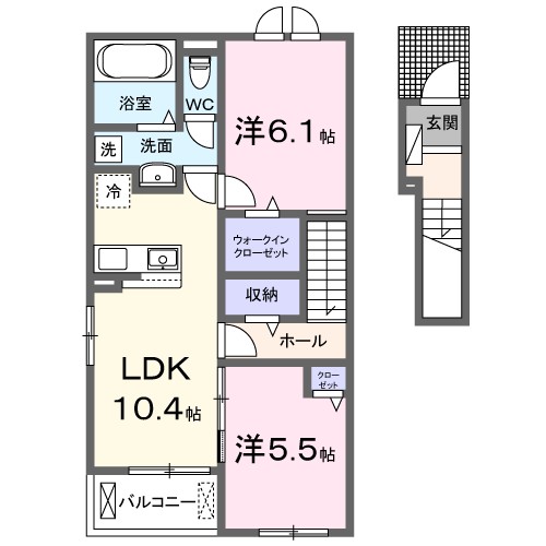 Ｈｅａｒｔ未来　寒川２　Ａ 203号室 間取り