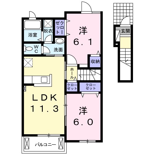アヴニール 203号室 間取り