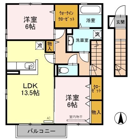 デミコリーヌ　B 203号室 間取り