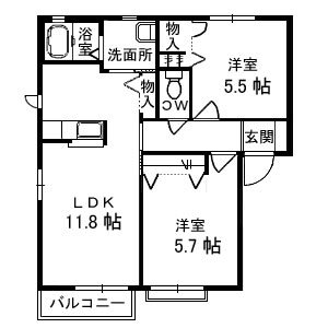 シャーメゾン垣生  202号室 間取り