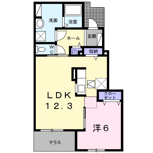 クラール西原　Ｂ 103号室 間取り