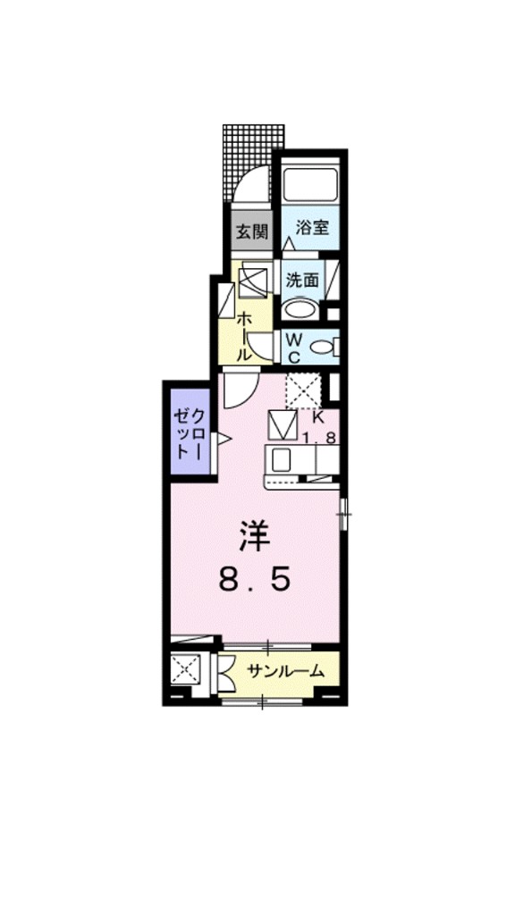 シャトレー 101号室 間取り