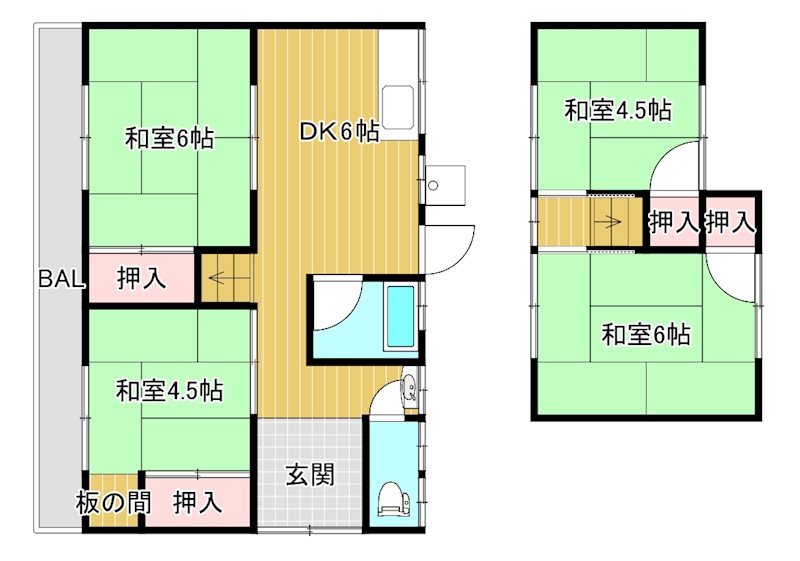 祝谷5丁目貸家　 間取り