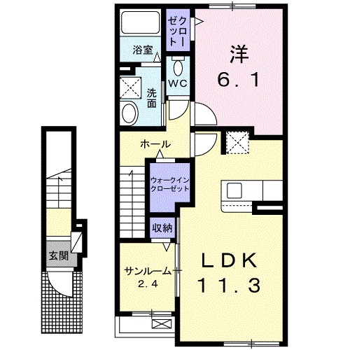 バンディエラ 202号室 間取り