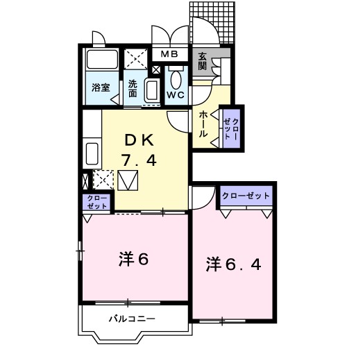 ティアモ余戸 101号室 間取り
