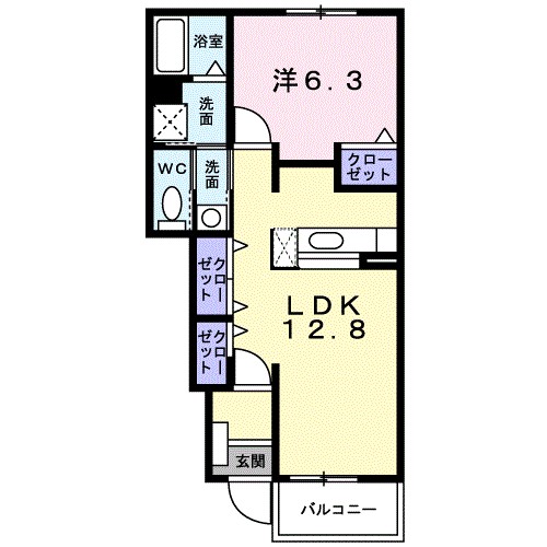プリムロ－ズⅡ　Ａ 102号室 間取り