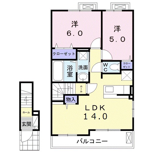 クラール東村　Ｈ 206号室 間取り
